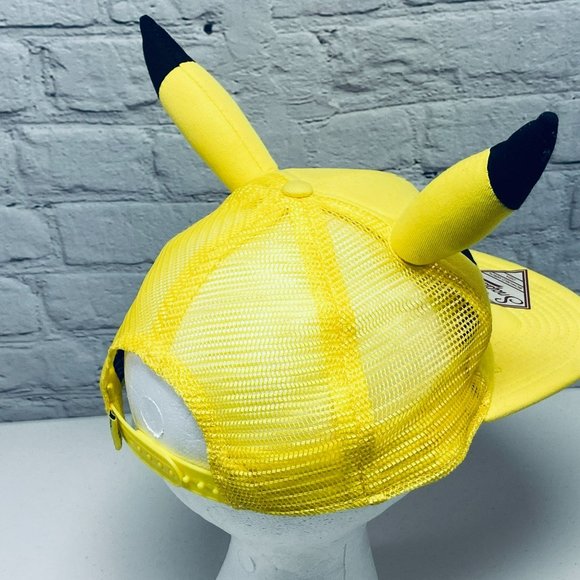 Pokemon PIKACHU Nintendo Yellow Snapback Trucker Hat Cap 3D Ears - Picture 5 of 10